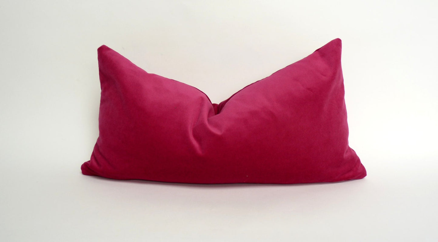 raspberry rectangle velvet pillow case // lumbar velvet cushion // fuchsia pink pillow