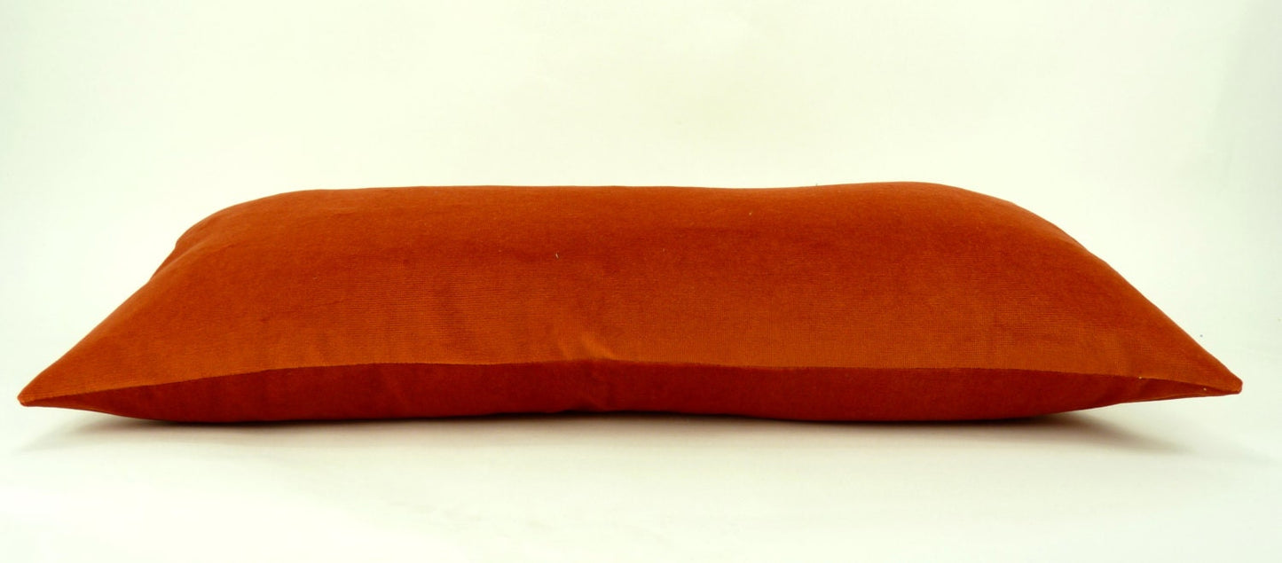 rusty orange velvet pillow, orange velvet cushion, fall pillow