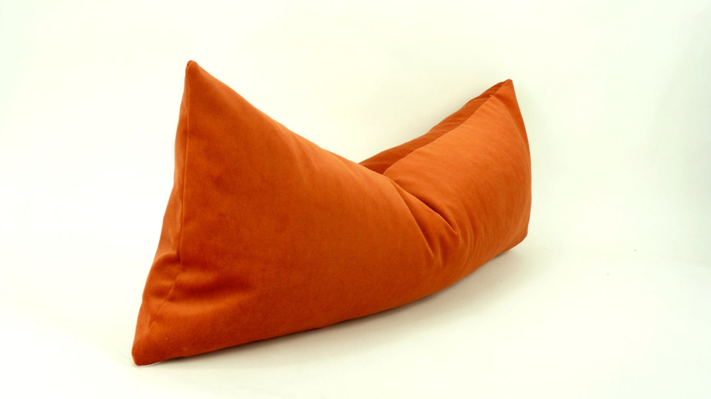 rusty orange velvet pillow, orange velvet cushion, fall pillow