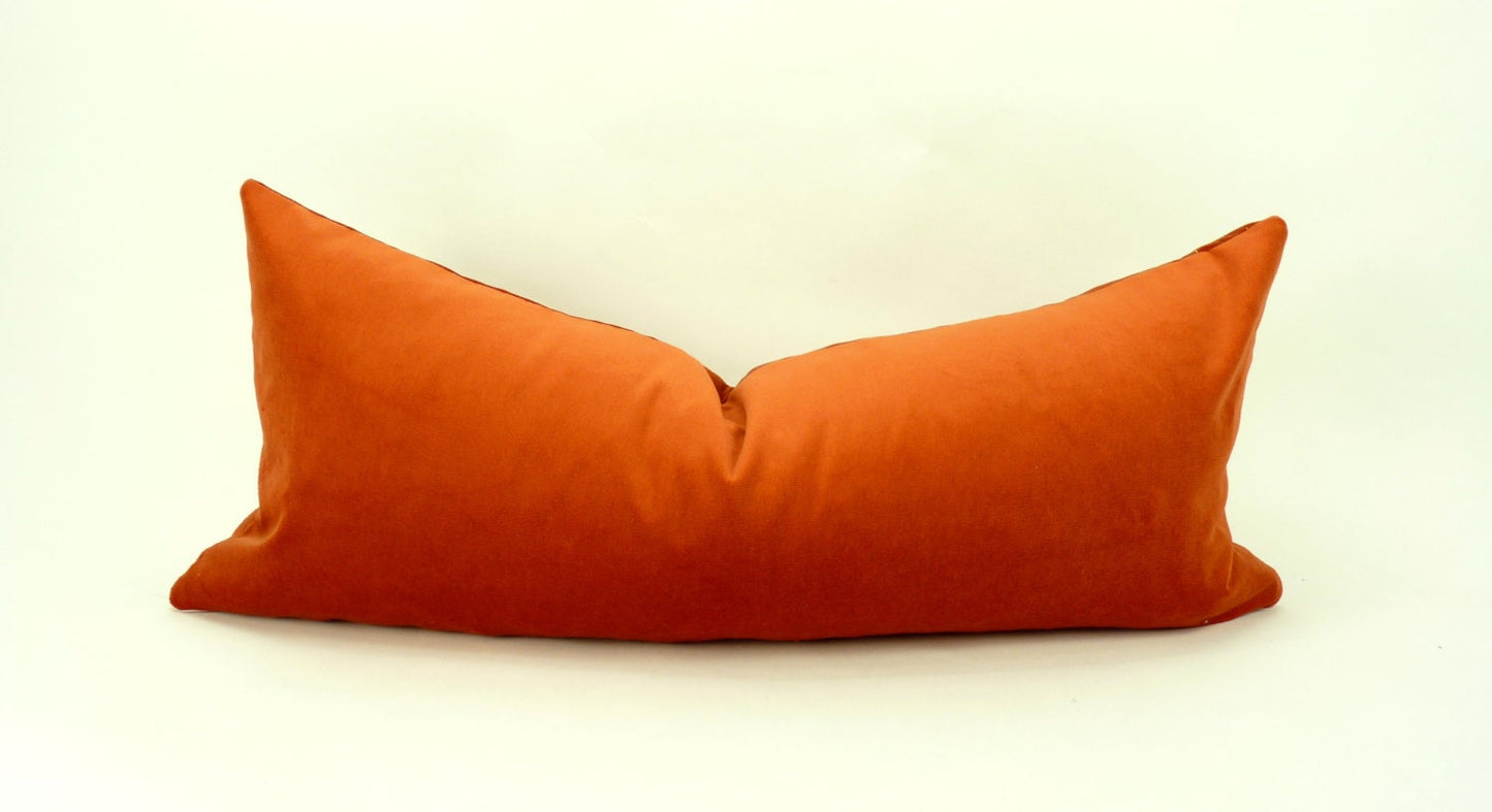rusty orange velvet pillow, orange velvet cushion, fall pillow