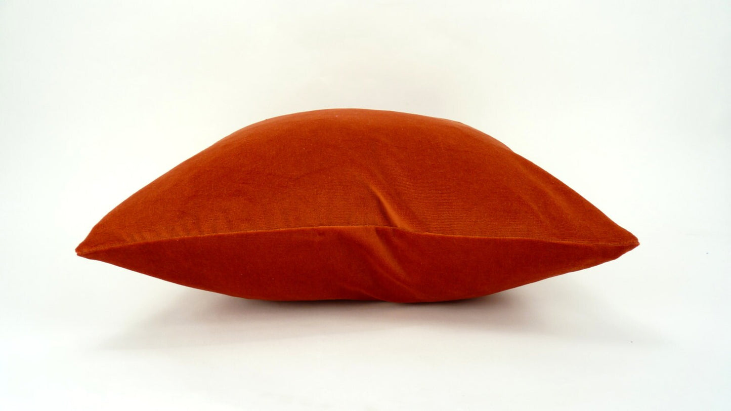 rusty orange velvet // pumpkin orange pillow // pumkin velvet pillow