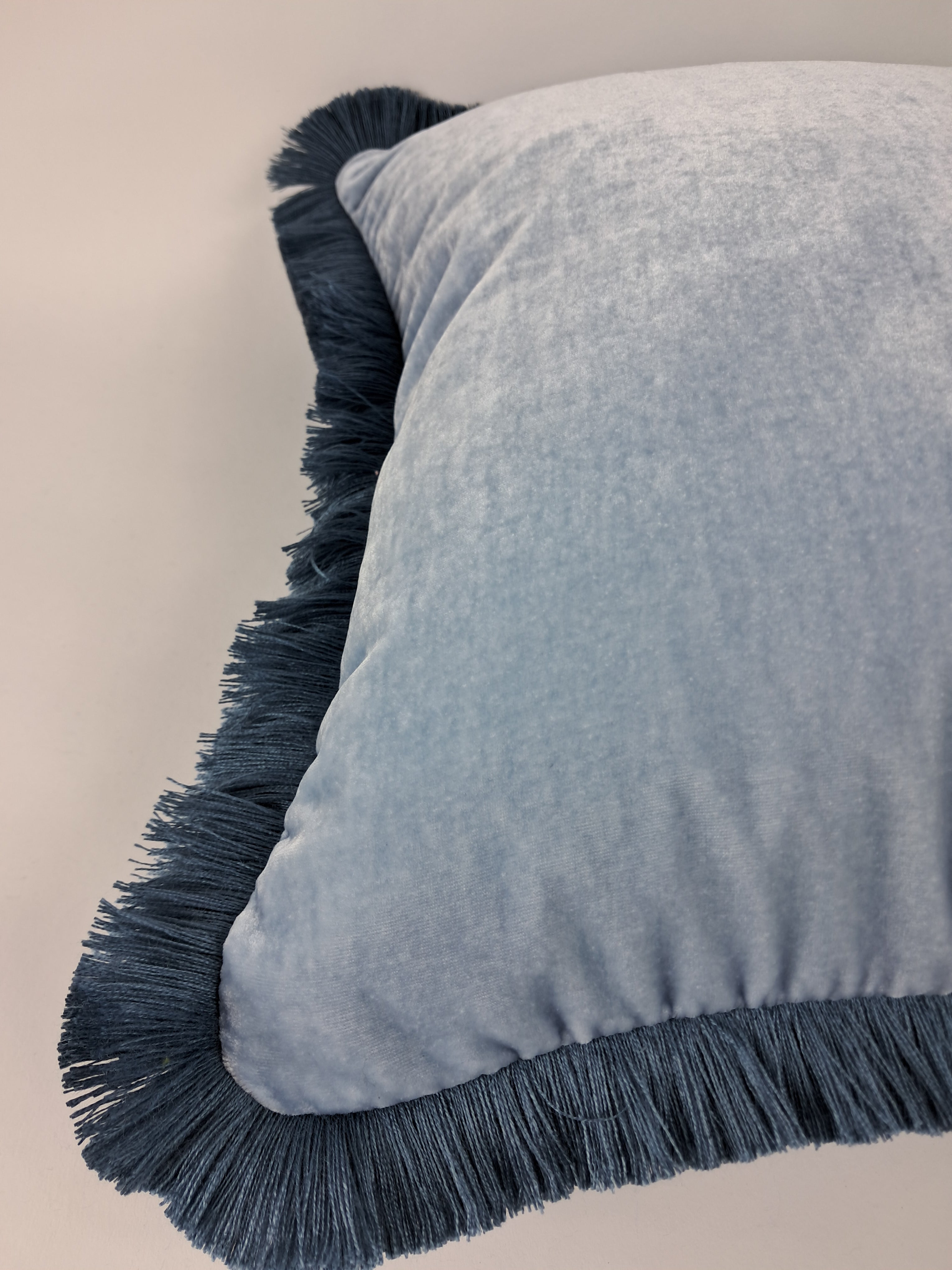 Ice blue silk velvet pillow, light blue silk velvet cushion, blue velvet pillow