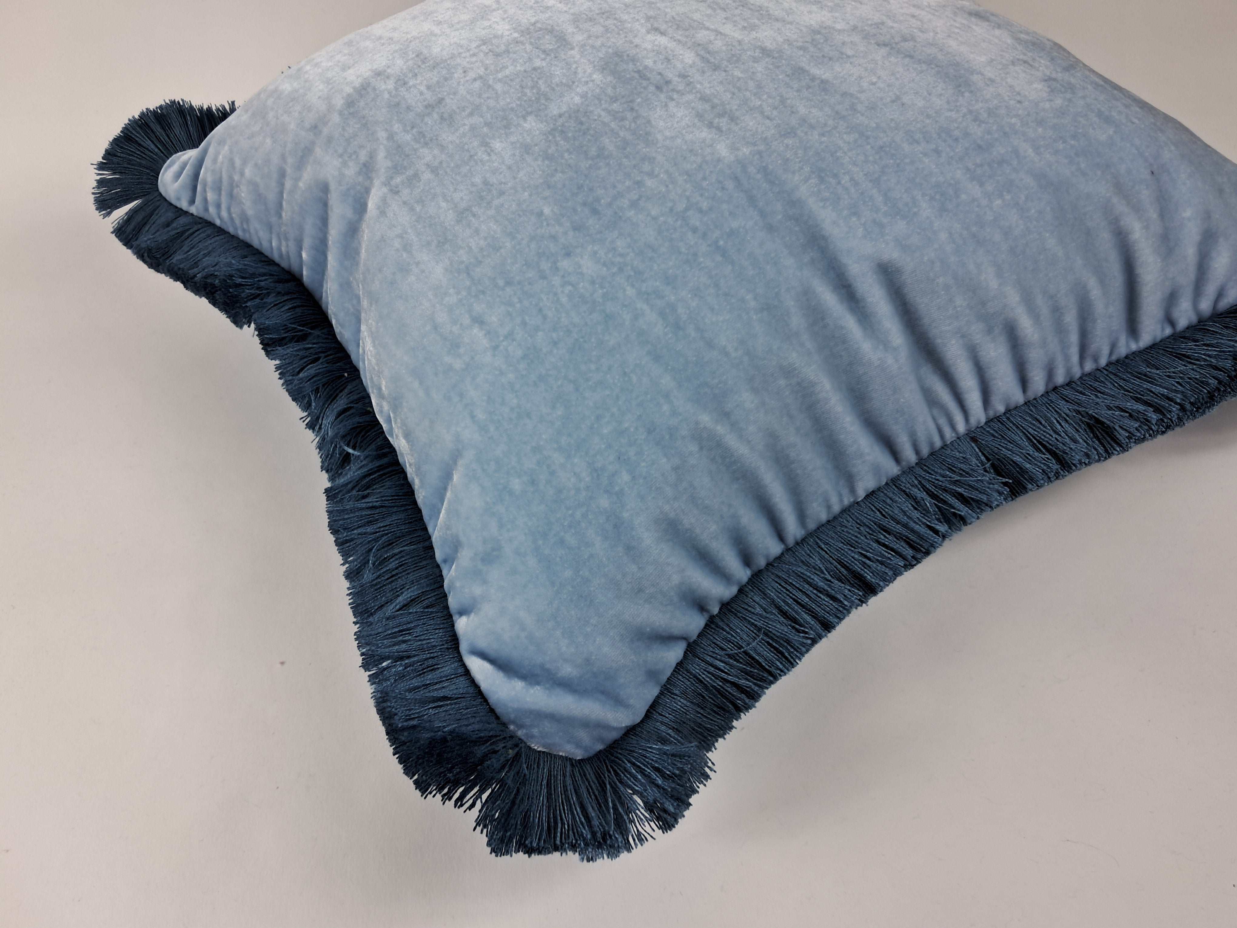 Ice blue silk velvet pillow, light blue silk velvet cushion, blue velvet pillow