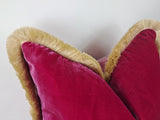 Cerise pink silk velvet pillow, pink silk velvet cushion, dark pink velvet pillow