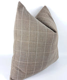 Hmong pillow, beigey brown woven pillow, tan plaid cushion, brown neutral pillow