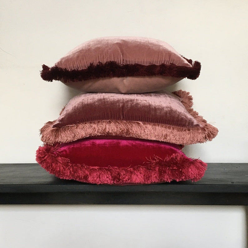 Dusty rose silk velvet pillow, pink silk velvet cushion, pink silk velvet pillow, pink velvet cushion
