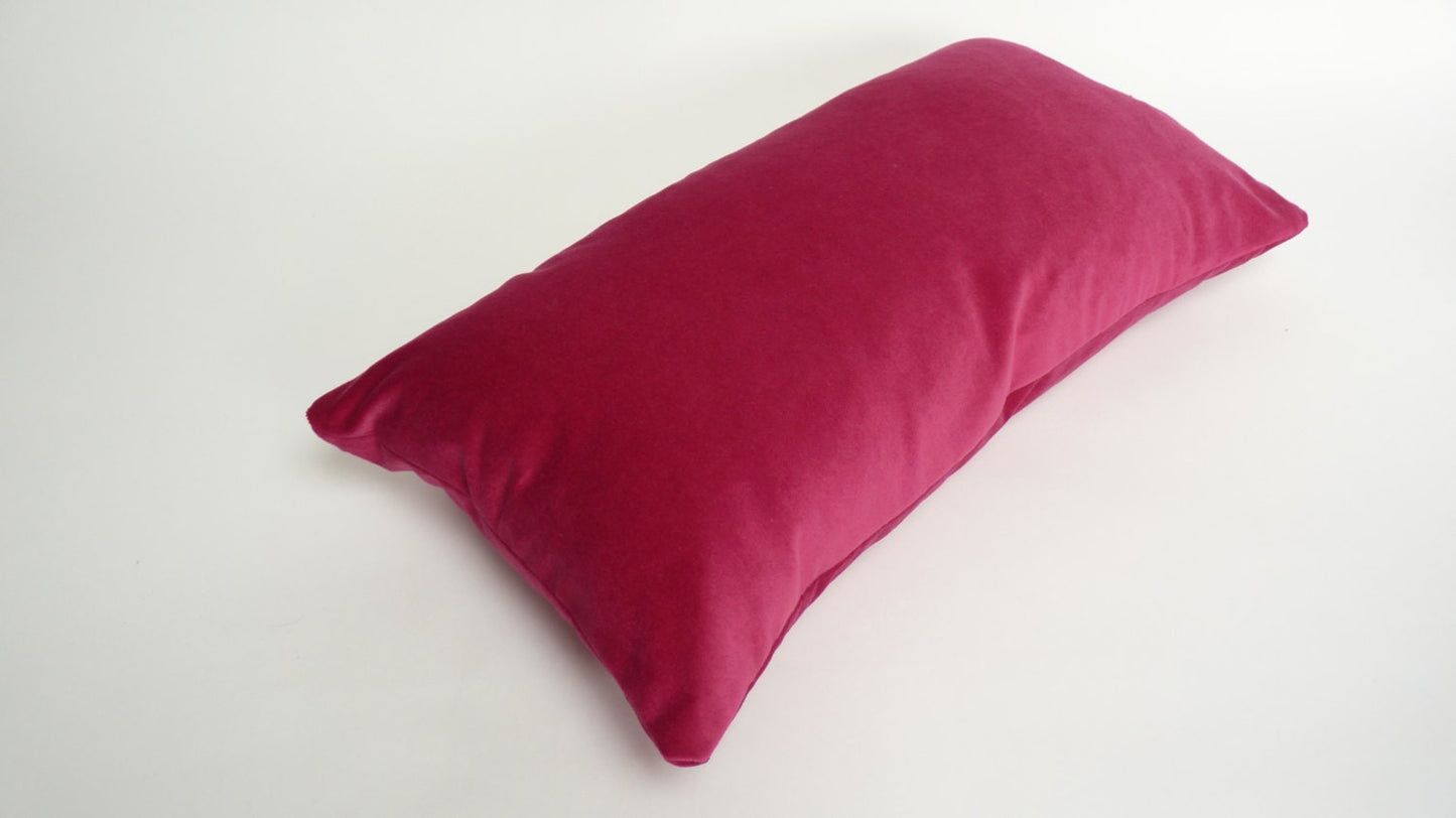 raspberry rectangle velvet pillow case // lumbar velvet cushion // fuchsia pink pillow