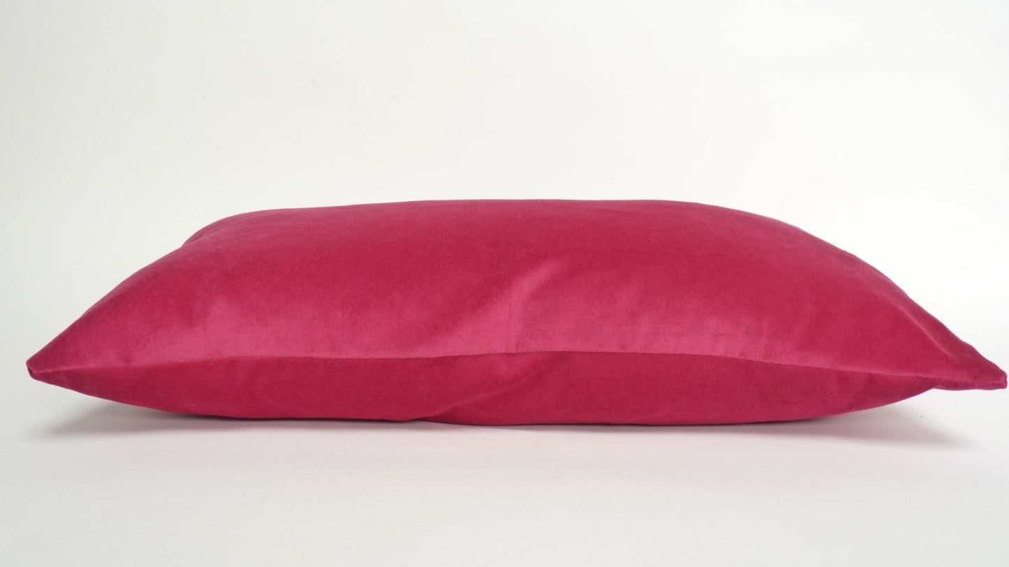 raspberry rectangle velvet pillow case // lumbar velvet cushion // fuchsia pink pillow