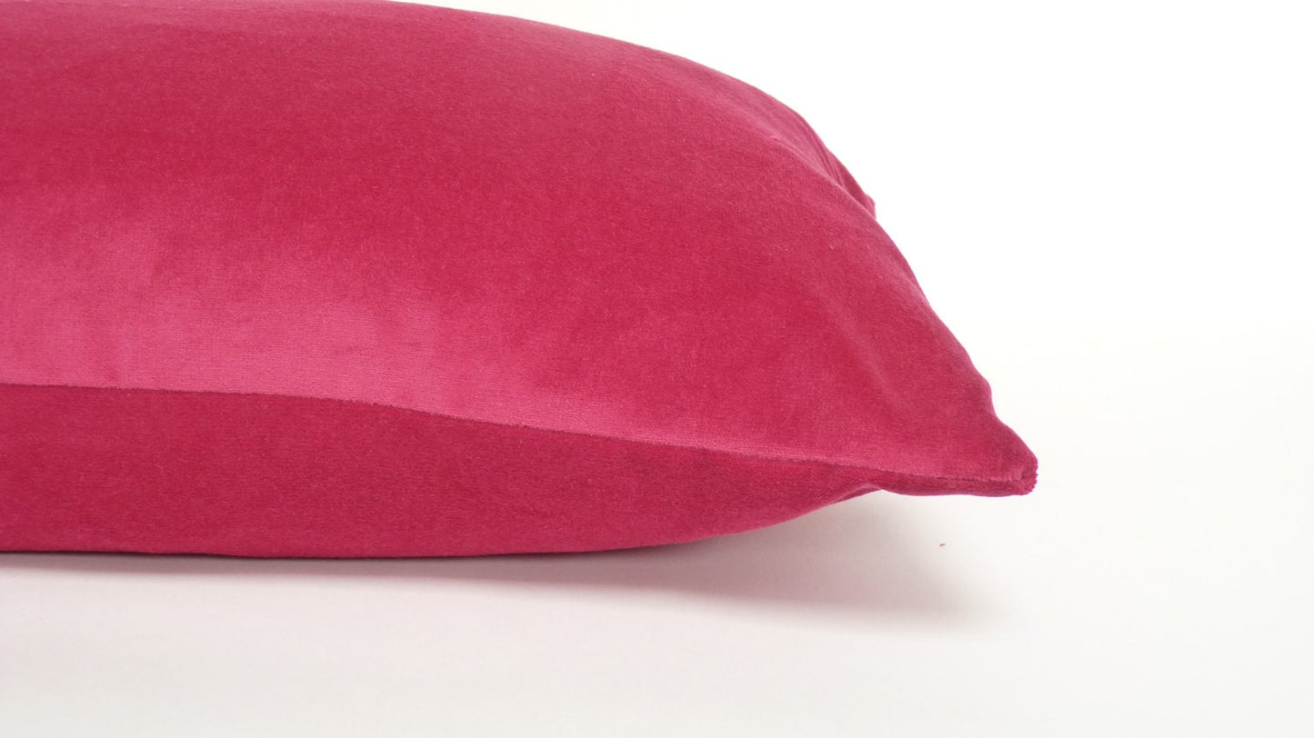 raspberry rectangle velvet pillow case // lumbar velvet cushion // fuchsia pink pillow