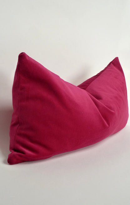 raspberry rectangle velvet pillow case // lumbar velvet cushion // fuchsia pink pillow