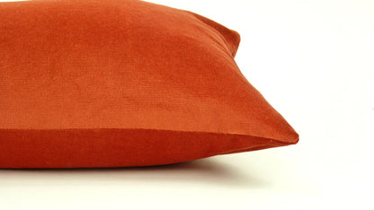 rusty orange velvet pillow, orange velvet cushion, fall pillow