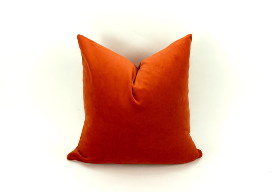 rusty orange velvet // pumpkin orange pillow // pumkin velvet pillow