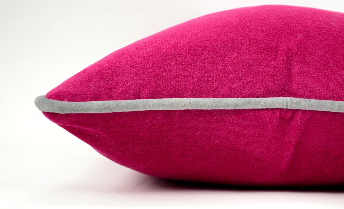Pink and grey pillow, pink velvet cushion, pink velvet pillow