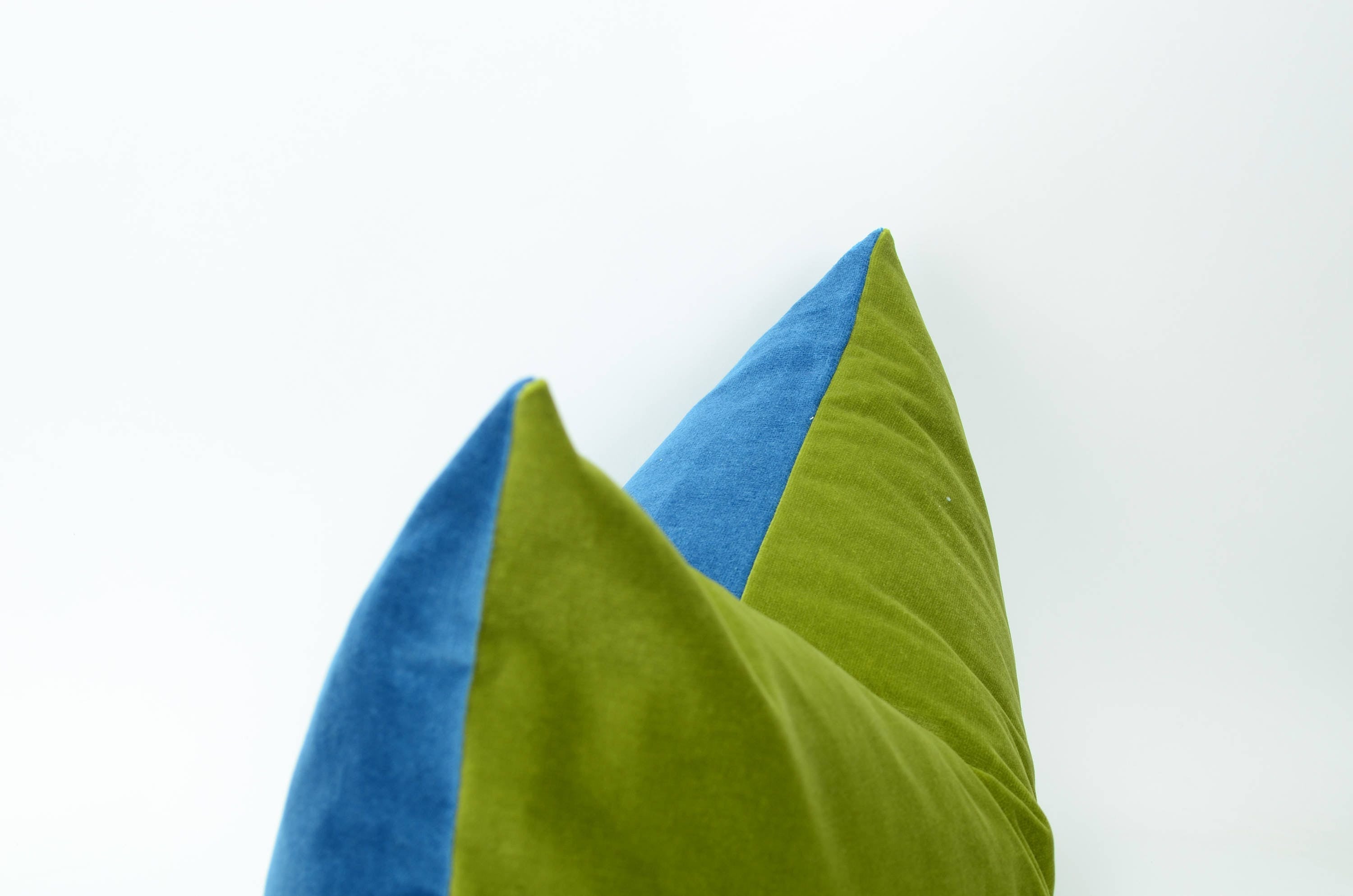 green and blue velvet pillow case // blue green pillow cover // colour block pillow