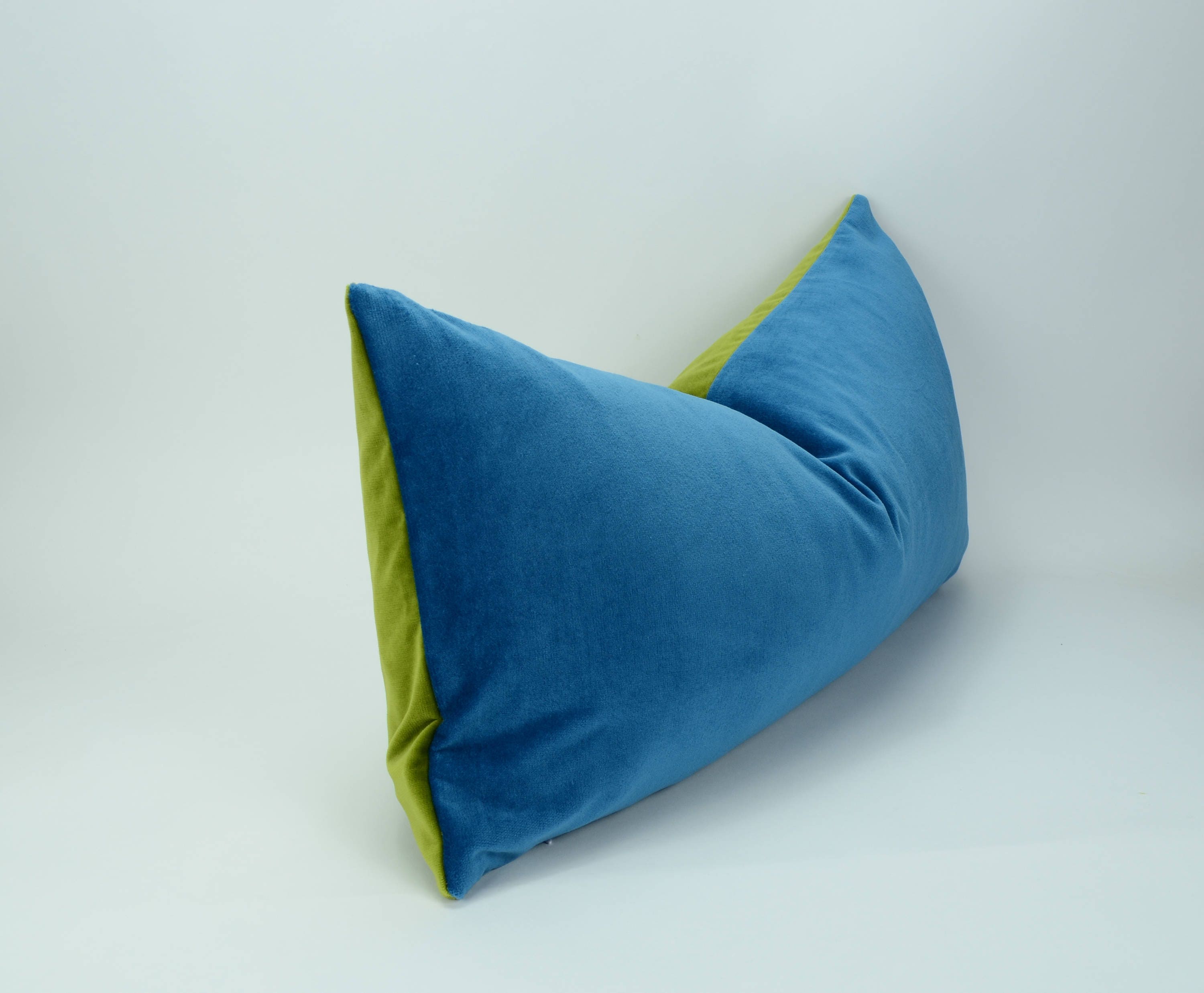 green and blue velvet pillow case // blue green pillow cover // colour block pillow