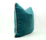 green and grey piping pillow case // green teal velvet pillow // grey piping cushion case