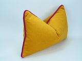 Yellow and pink pillow case // yellow and pink cushion // velvet piping pillow