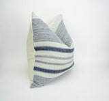 hmong pillow cover // striped woven cushion // hemp pillow cover  // rustic pillow // indigo striped cushion