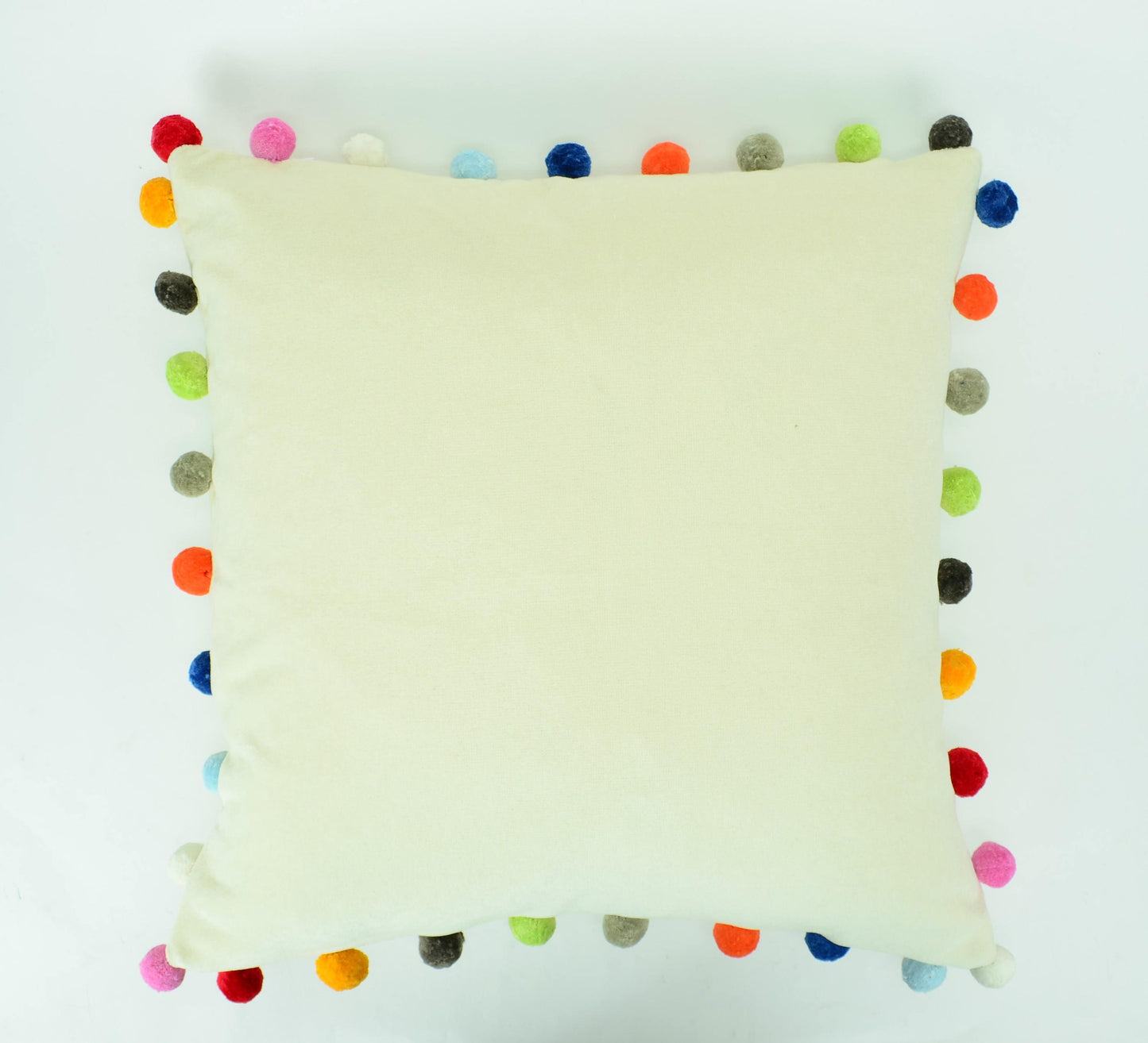 Pom pom pillow // rainbow pom poms // colourful pom pom cushion // jumbo pom pom cushion