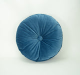 Round velvet pillow // blue round tufted pillow // round tufted pillow // round blue cushion // blue velvet pillow