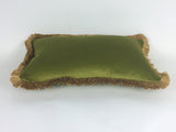 green and gold pillow // gold fringed pillow // green and gold