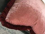 Dusty rose silk velvet pillow, silk velvet cushion, pink silk velvet pillow, pink velvet cushion