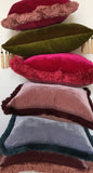 Fuschia silk velvet pillow // silk velvet cushion // pink silk velvet pillow