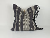 Black woven pillow, wool pillow, woven wool cushion