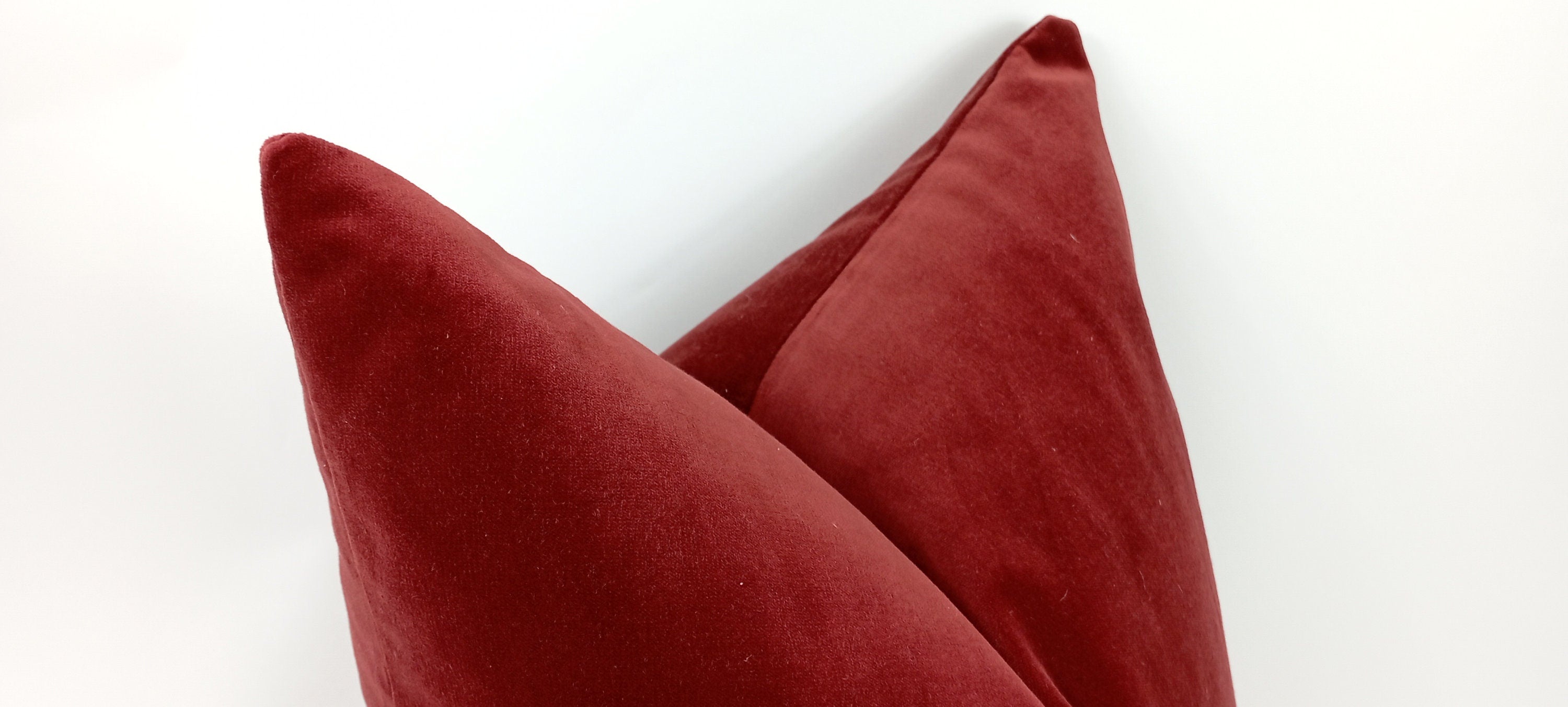Rusty red velvet pillow, burnt red velvet cushion