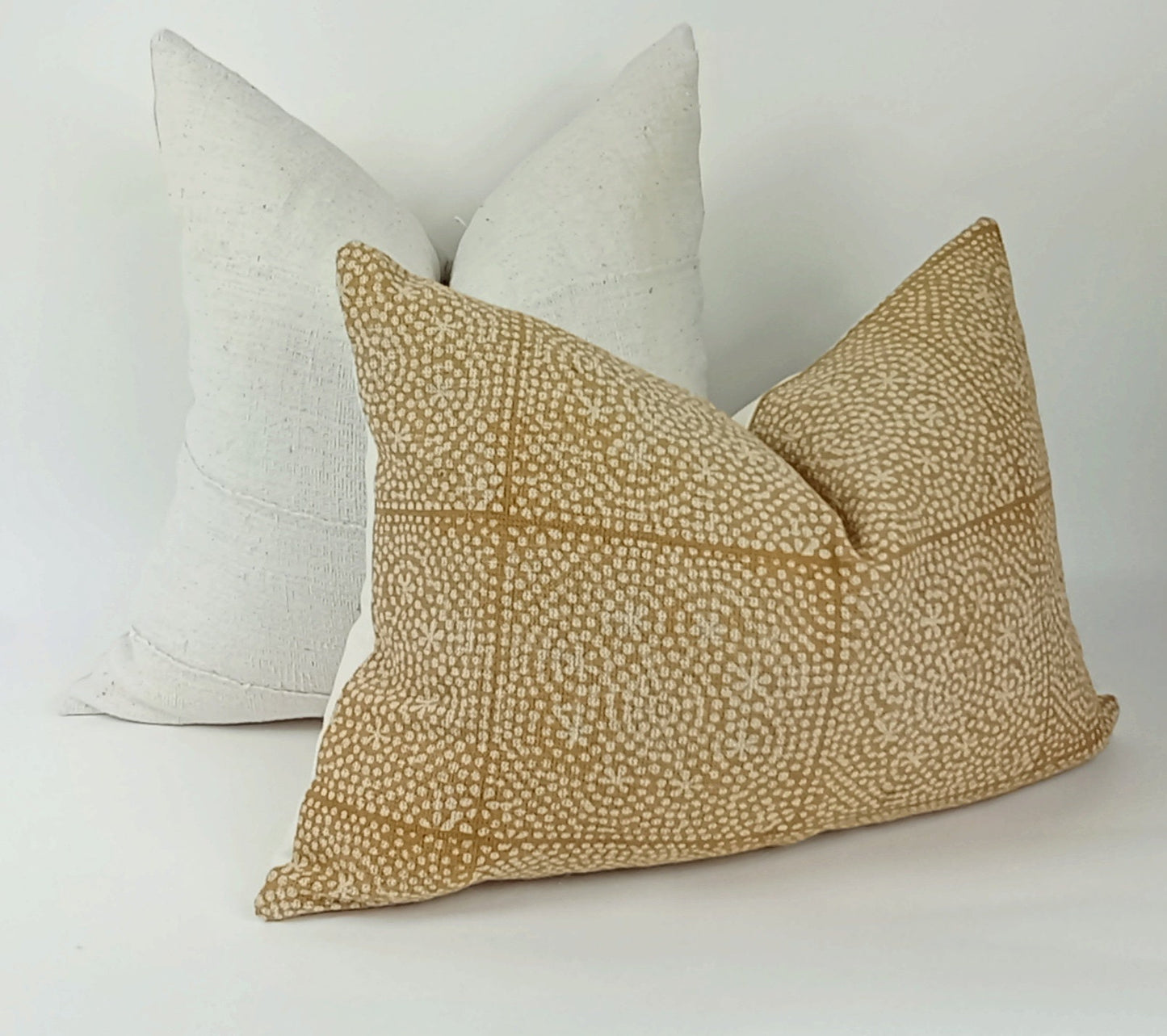 White mudcloth pillow, white mudcloth cushion
