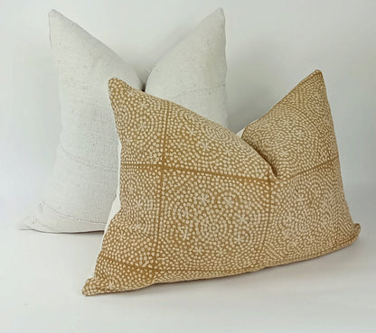 White mudcloth pillow, white mudcloth cushion