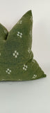 Hmong pillow, green woven pillow, green and white pillow, green woven pillow