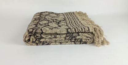 Block print throw blanket, tassel throw blanket, block printed blanket, floral coverlet