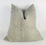 Blue block print pillow, blue block print cushion, blue printed cushion