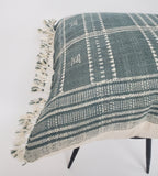 Bhujodi pillow,  blue grey bhujodi cushion, Indian wool pillow, woven wool cushion