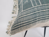 Bhujodi pillow,  blue grey bhujodi cushion, Indian wool pillow, woven wool cushion