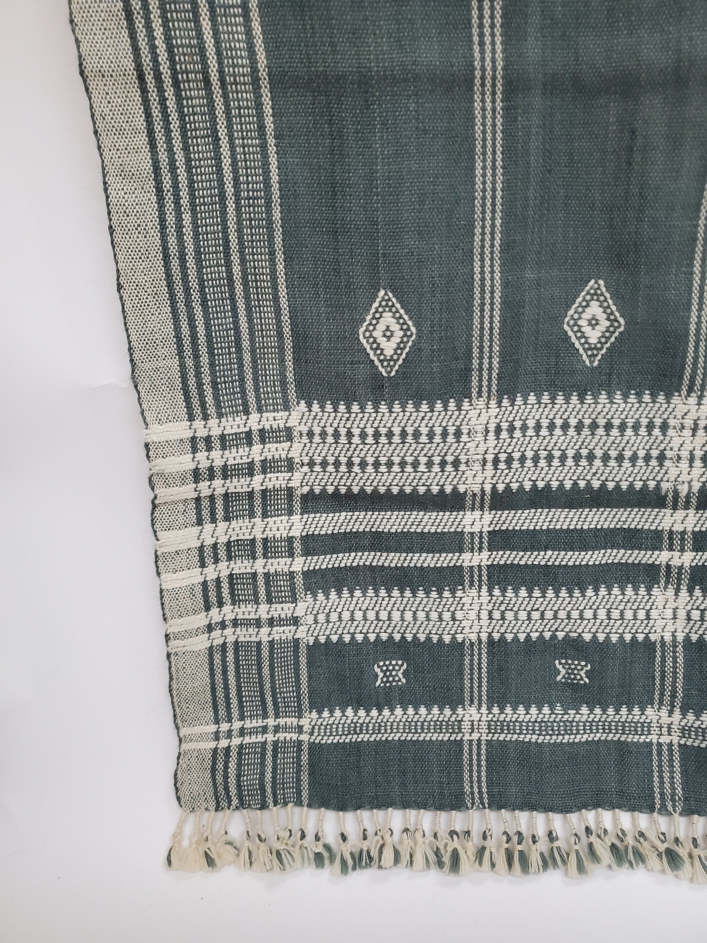 Bhujodi throw blanket, grey bhujodi blanket, Indian wool throw, woven wool throw blanket