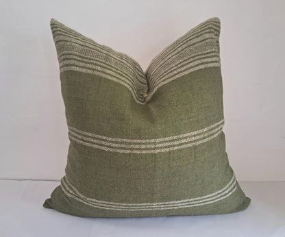 Green woven wool pillow,  green bhujodi cushion, Indian wool pillow, woven wool cushion, natural wool cushion